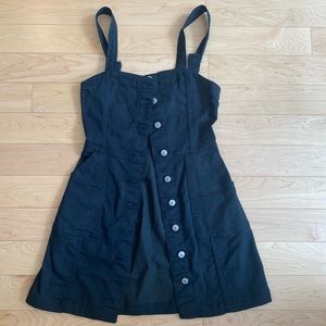 Black overall button up dress